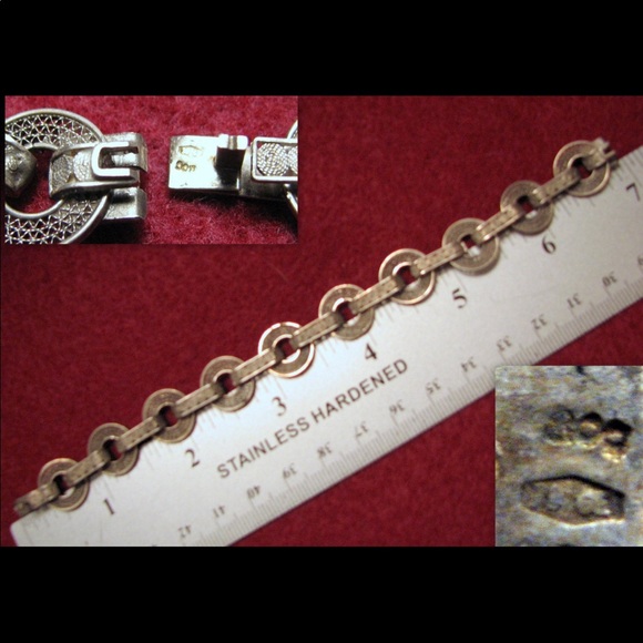 Vintage 800 SILVER filigree link bracelet - Picture 5 of 5